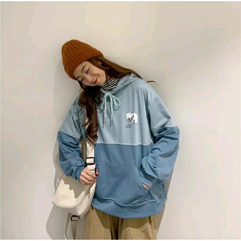promo sweater hodie wanita / korean hodie wanita / SWEATER RACOBEAR HODIE