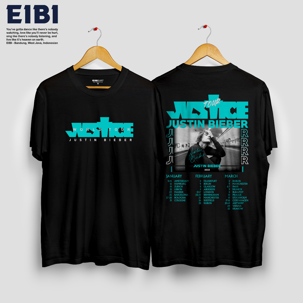 Eibi T-Shirt Kaos Justice World Tour 2023 Justin Bieber