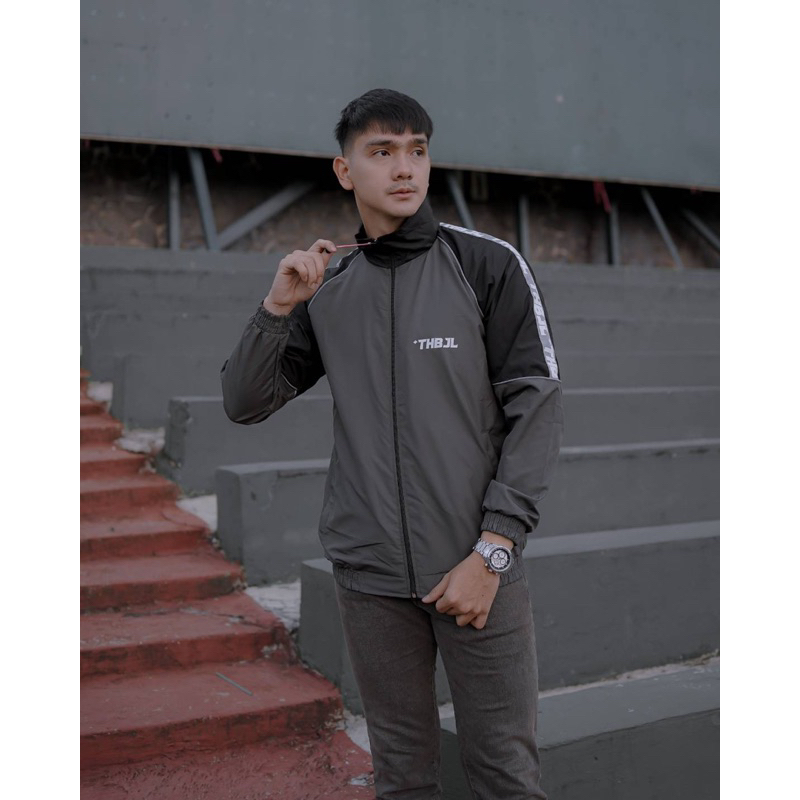 The Bojiel - Black Grey Jaket Sport Jaket Outdoor Jaket Tracksuit Jaket Tracktop