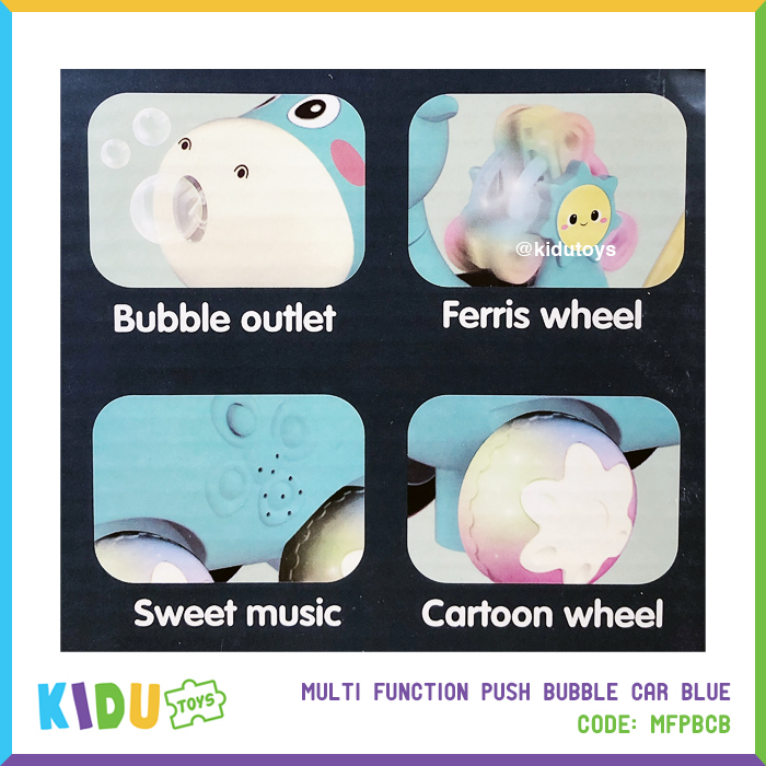 Mainan Edukatif / Mainan Anak Dorong Bubble Multi Function Push Bubble Car Blue Kidu Toys