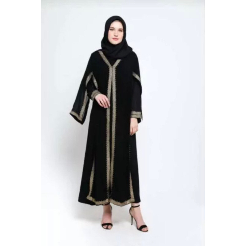 DRESS GAMIS ABAYA SYARI PESTA RENDA KOTAK 195 COUPLE