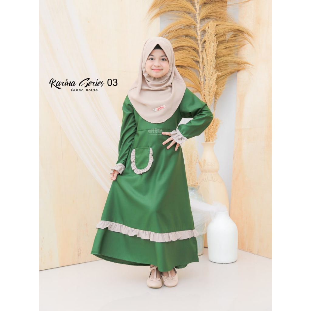KARINA SARIMBIT DRESS KIDS GREEN BOTTLE BY ATTIN