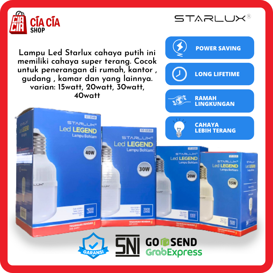 STARLUX LED LEGEND 5W 10W 15W 20W 30W 40W Lampu Bohlam LED Lampu LED Bohlam LED Capsule