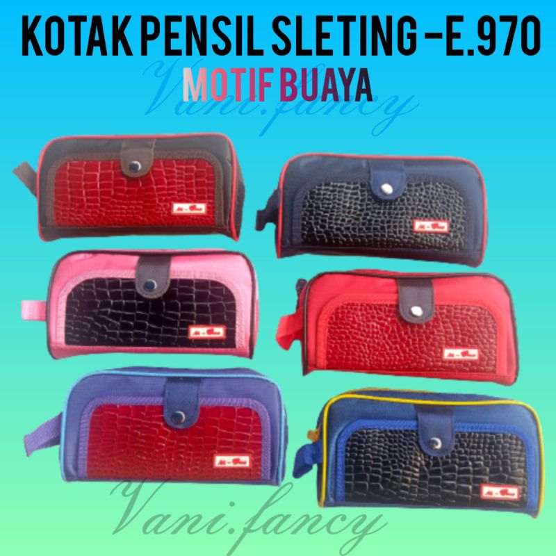 

KOTAK PENSIL SLETING TUTUP DEPAN / TEMPAT PENSIL MOTIF BUAYA ERICA E.970