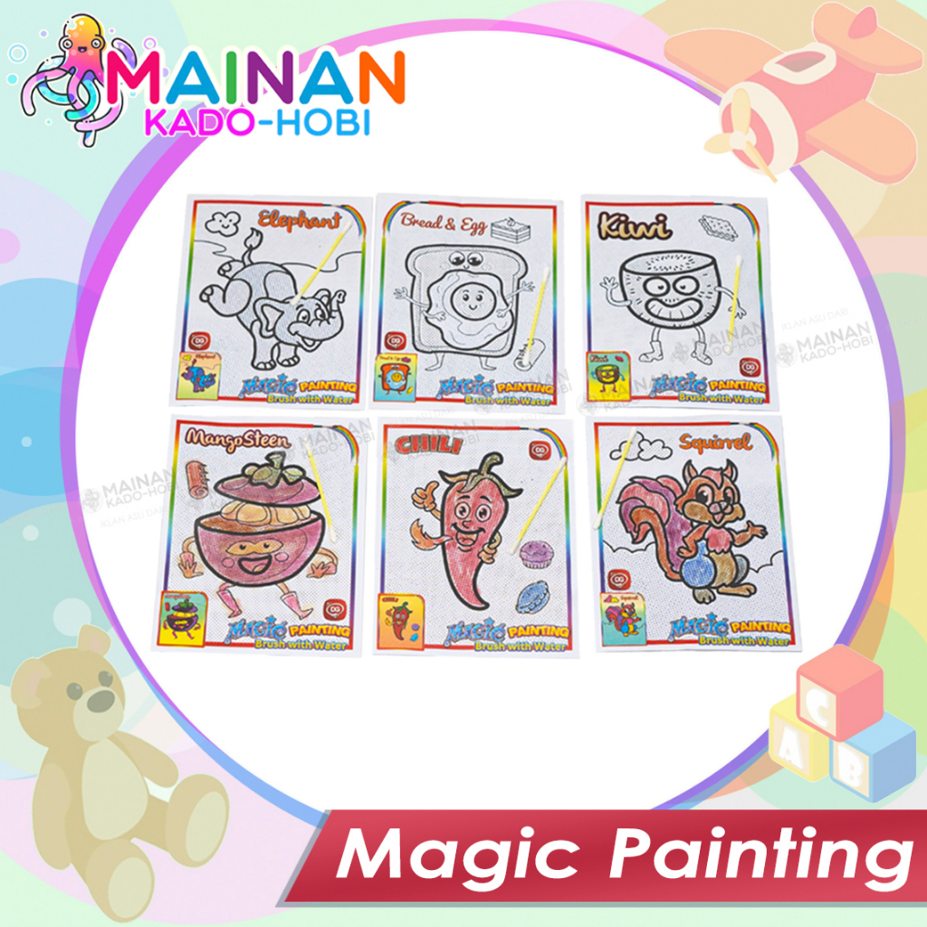 HADIAH MAINAN MONTESSORI ANAK MAGIC PAINTING SCRATCH RAINBOW MEWARNAI MELUKIS GAMBAR KARAKTER