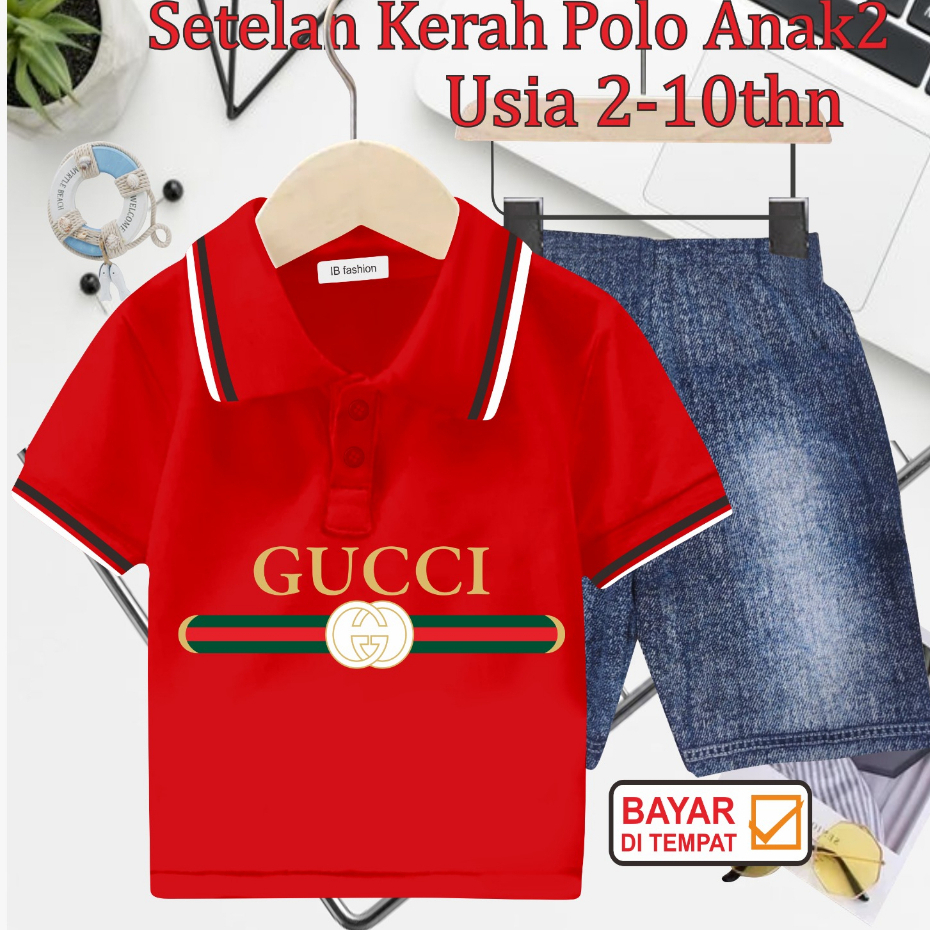 ((IB))SETELAN ANAK2 KERAH POLO SEMI JEANS/QUCC1 DIGITAL SABLON