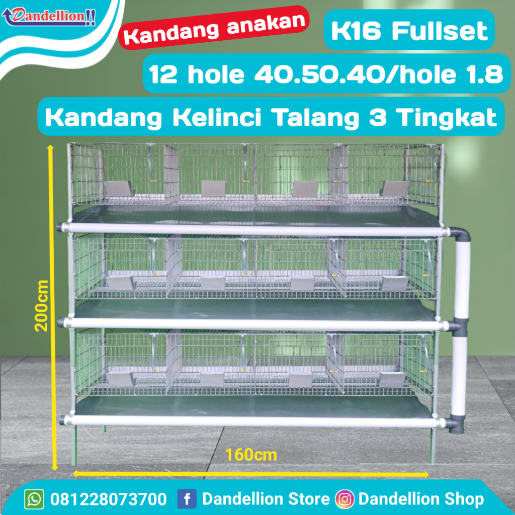 Kandang Hewan peliharaan | Kandang Kelinci Galvanis | Rabbit Cage K16 3 tingkat