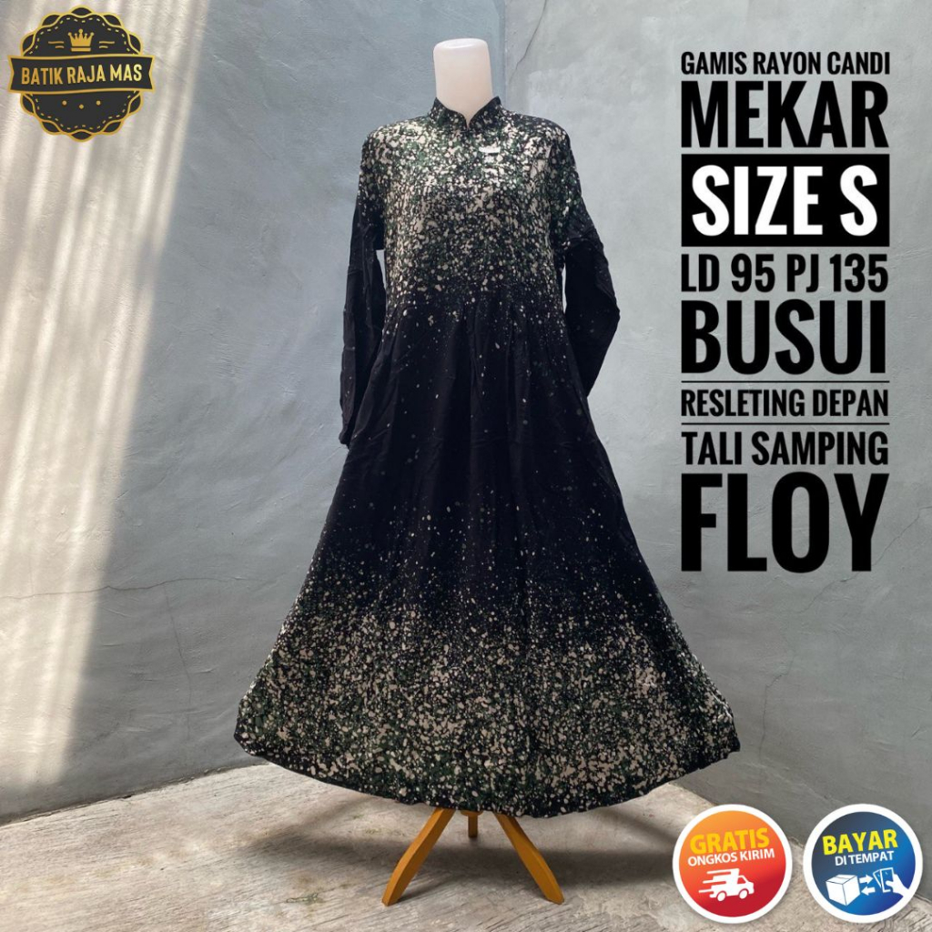 Daster Gamis Lengan Panjang Syari Raya Lebaran Busui Friendly Resleting Depan Tali Samping Klok A Ra