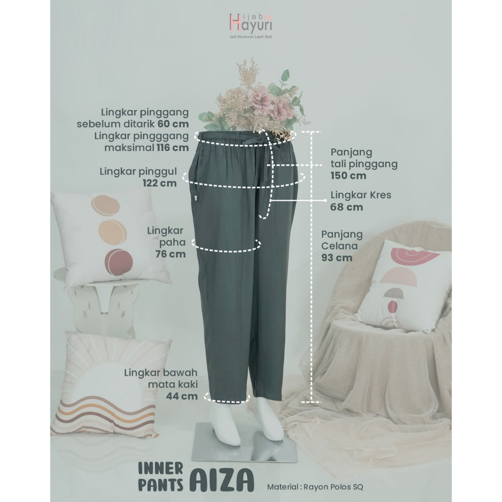 Inner Pants Aiza Dari Hijab Hayuri - Celamis Jumbo Celana Dalaman Gamis All Size Fit To XXL Bahan Rayon Polos SQ