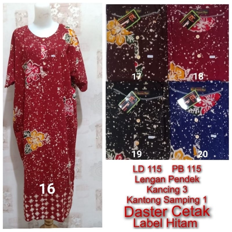 Daster Kencana Ungu Cetak LD 105 &amp;115 Label Hitam