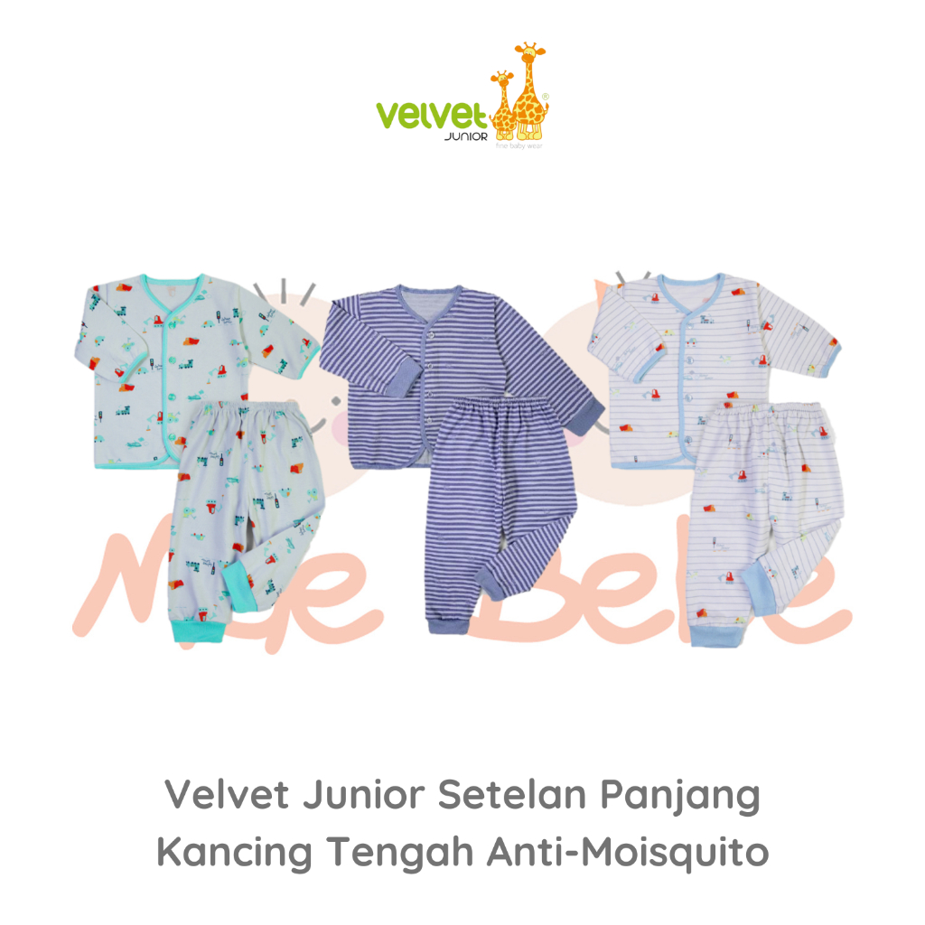 Velvet Junior Setelan Panjang Kancing Tengah Anti Moisquito Baju Bayi Anti Nyamuk Boy Series