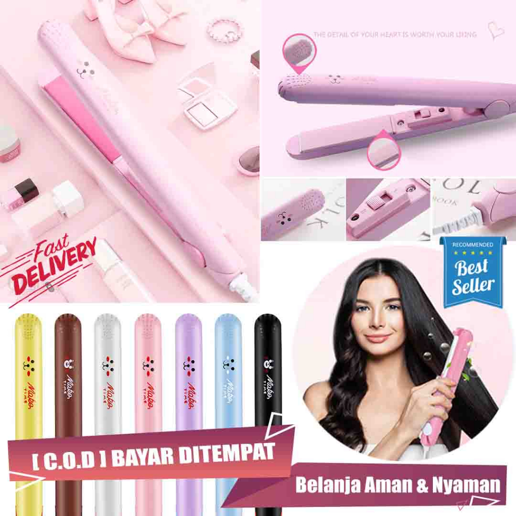 Alat Catok Mini Karakter 2 in 1 Catokan Pelurus Rambut Hair Style Portable