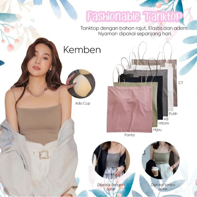 camisole crop Tangtop seamless tanpa jahitan dengan Busa