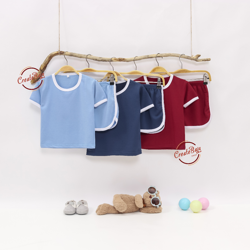 SETELAN ANAK POLOS WARNA SETELAN ANAK POLOS UNISEX LENGAN PENDEK BAHAN BABYTERRY