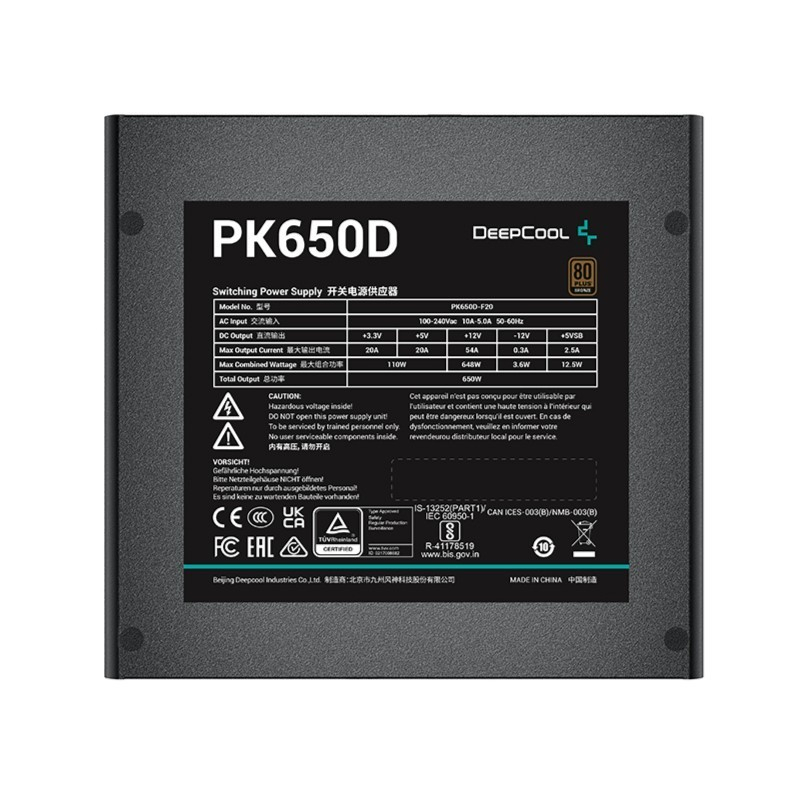 Power Supply Deepcool PK650D 650Watt 80+ Bronze Flat Cable