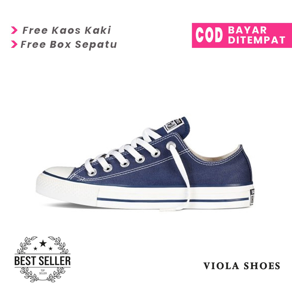 Sepatu Converse All Star Sneackers Classic Chuck Taylor Fashion Navy Blue High Premium