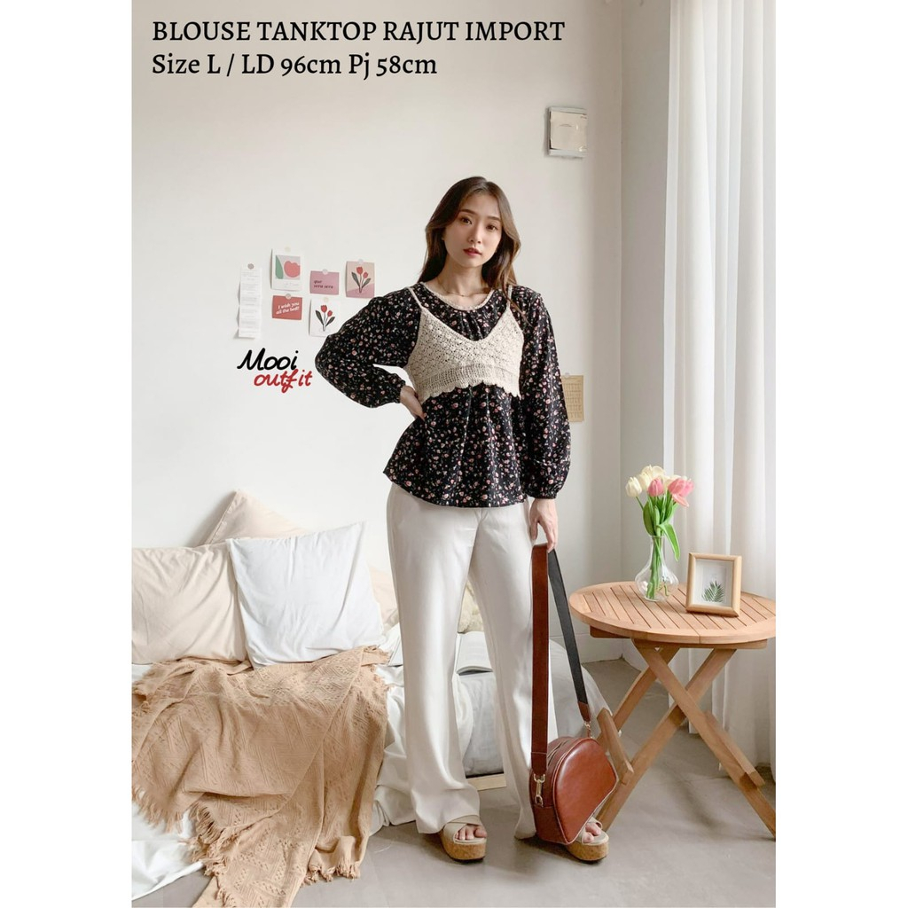 Blouse Rompi Rajut Korean Style Wanita / blouse wanita korean style rompi rajut