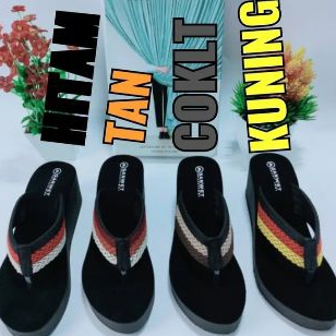 Sandal Wedges Spon Wanita Tinggi 5cm Tali Webbing