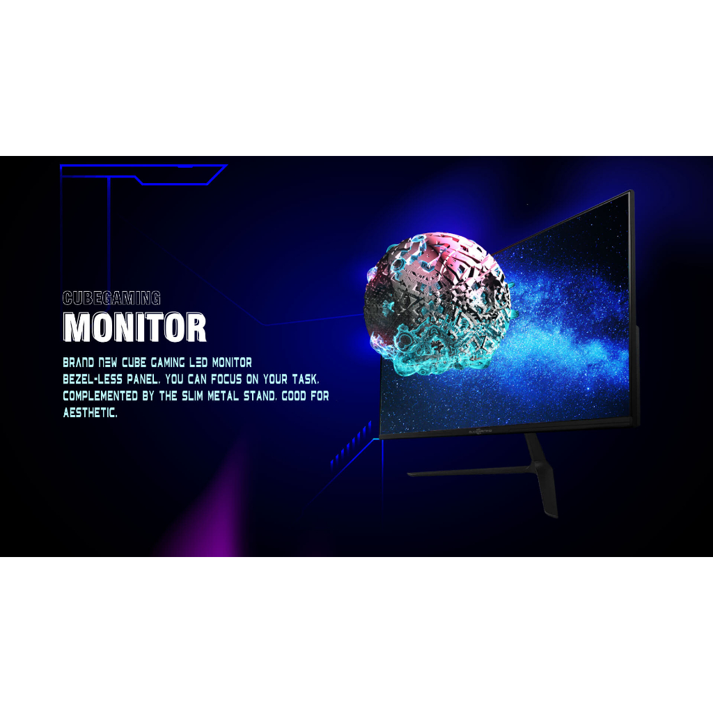CUBE GAMING 21.45" CG22B0W FHD Frameless Design 75Hz - VGA + HDMI