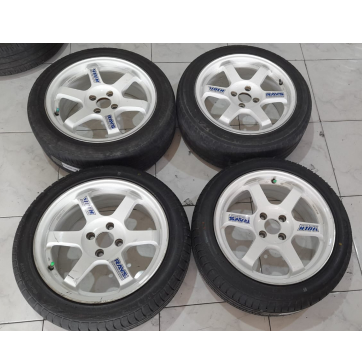 Velg Mobil Bekas Ring 16 Pcd 4x100 Te37 Ban 195 50 R16 Accelera 2pcs