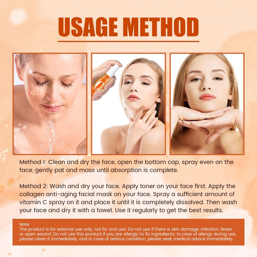 EELHOE 5+1 Vitamin C Spray Mask Collagen Concentrate Mask Collagen Anti-Aging Spray - Penghilang Kusam Mencerahkan &amp; Mengencangkan Masker Pelembab Anti-Penuaan Masker Pemutih Toner Pemutih Masker Pengecil Pori-pori Kontrol Minyak