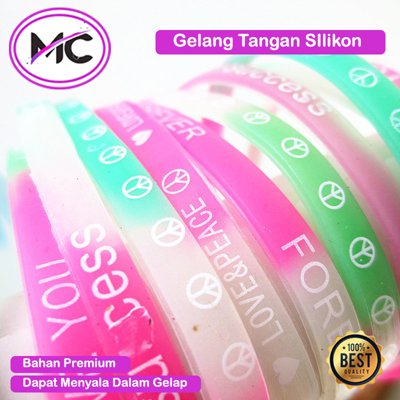 Gelang Karet Warna SIlikon Band Glow In The Dark Aksesoris Anak Gelang Menyala Dalam Gelap Unik