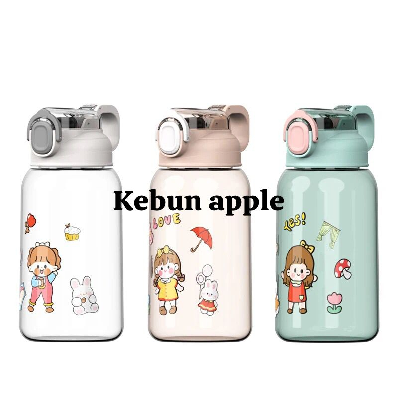 Botol Minum Anak Karakter Lucu Botol Minum Bening Transparant 600ml Anti Tumpah