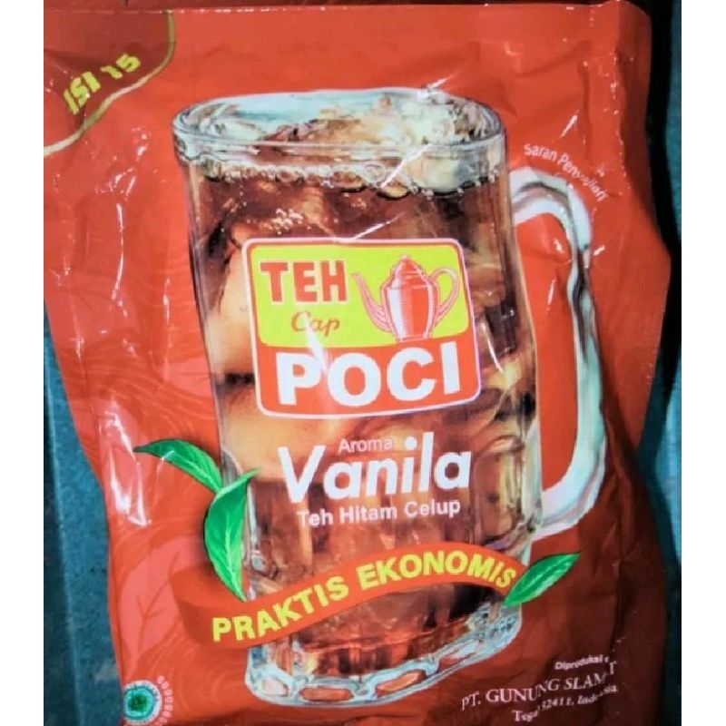 

TEH CAP POCI 30gr VANILLA CELUP PRAKTIS EKONOMIS satu bungkus isi 15 kantong