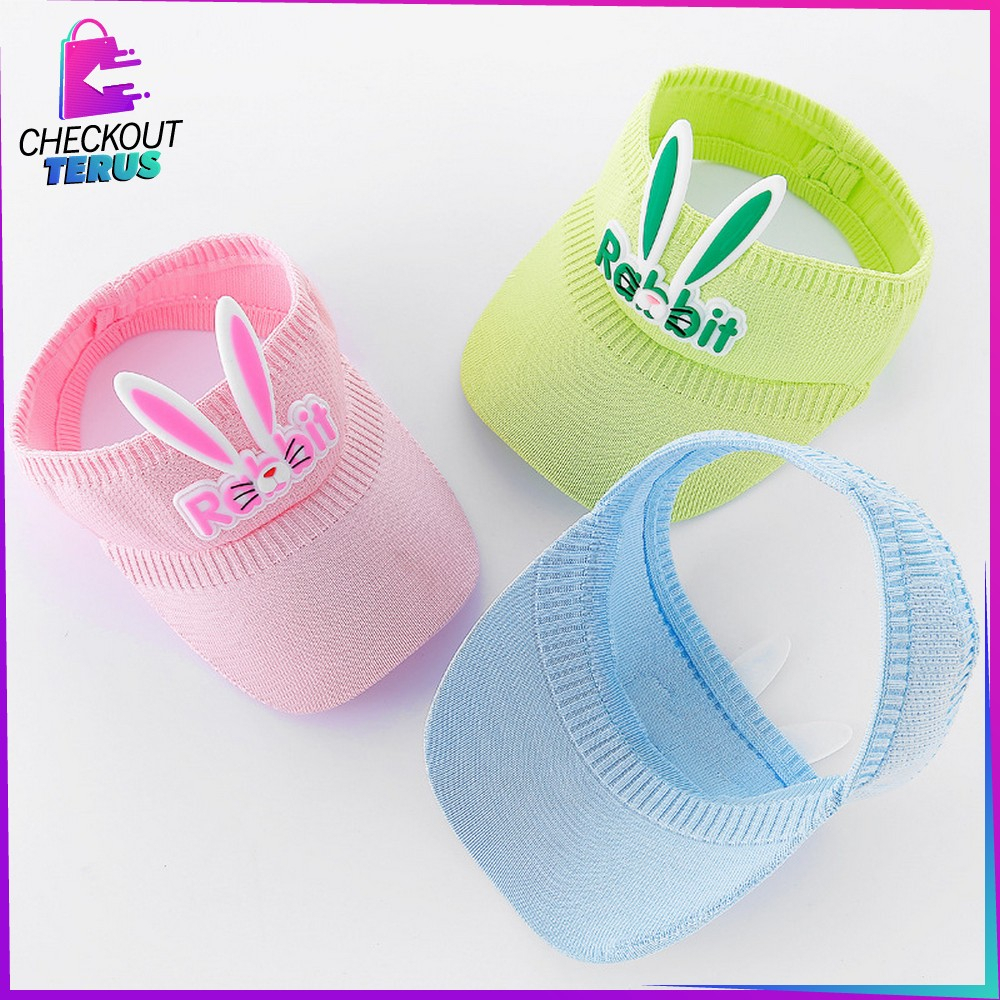 CT P579 Topi Anak Rajut Visor Pantai Fashion Anak Motif Kelinci Baseball Anti Uv Topi Rabbit Topi Golf Senam Sport Olahraga Import