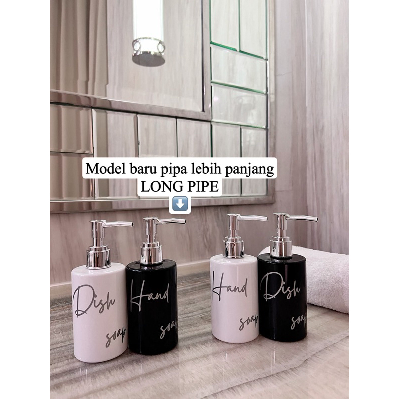 BOTOL 250ML EXCLUSIVE HITAM / PUTIIH  DIAMOND SILVER EDITION LONG PIPE . aesthetic bottle refill dispenser hand soap liquid tempat sabun cair pump estetik