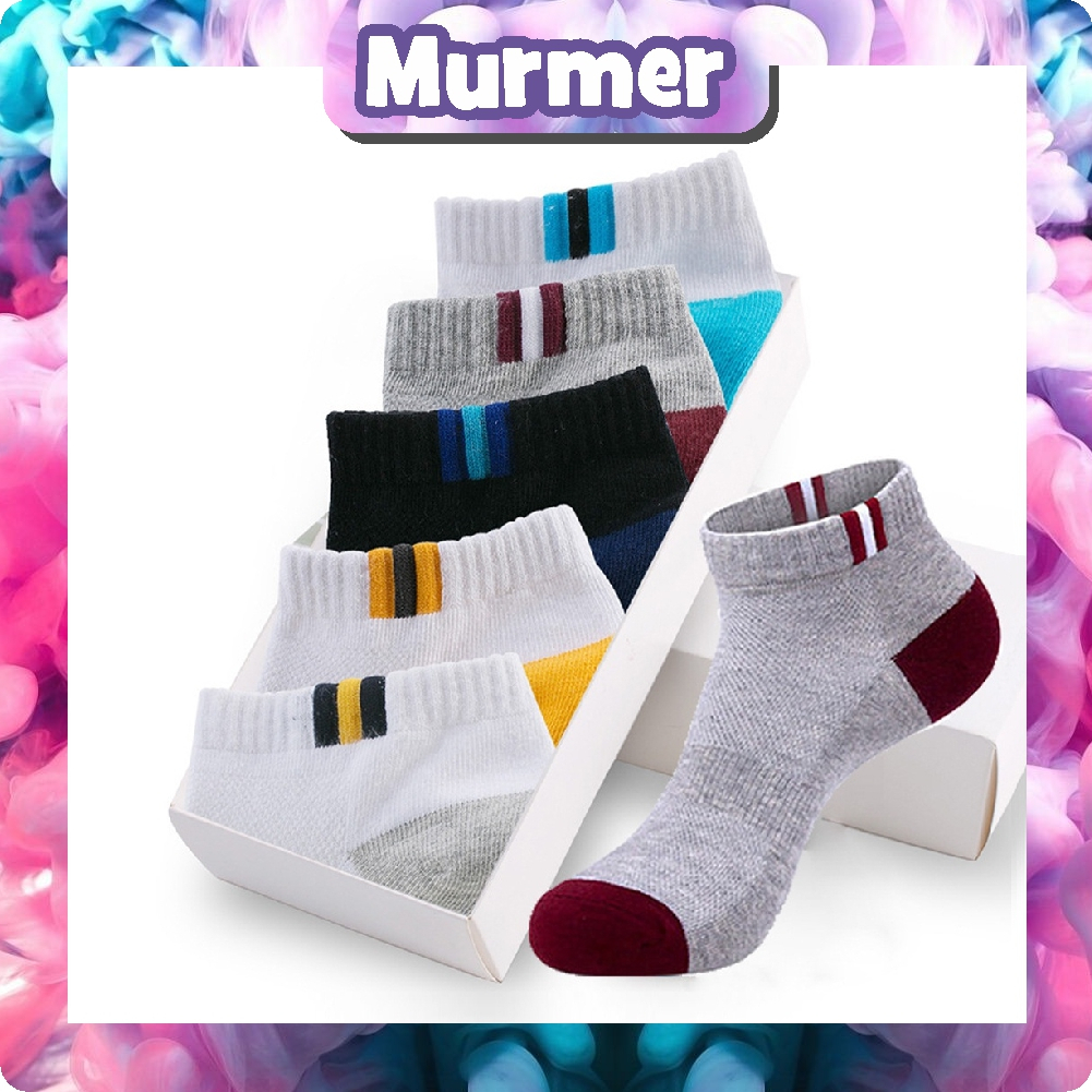 MurmerOfficial Kaos Kaki Pria Motif Kotak Garis Semata Kaki Kaos Kaki Ankle Fashion Korea Office Style Pendek KK115