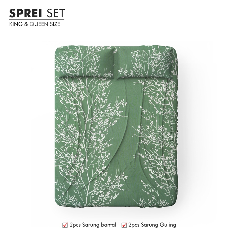 Sprei Aesthetic Motif Jeju Sage | Ala Korea Sudah Termasuk Sarung Bantal Guling