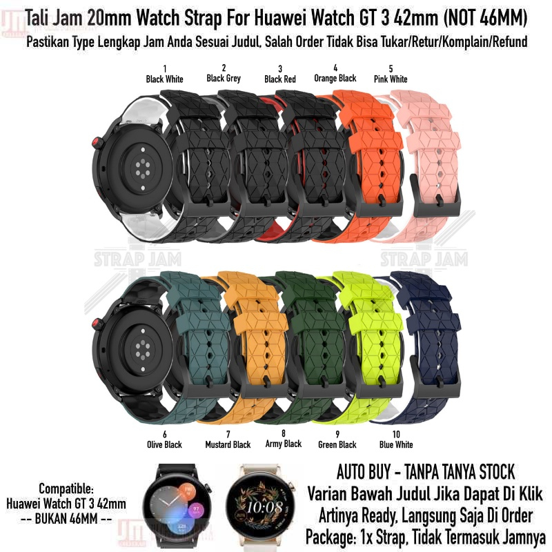 ZQT Strap 20mm Huawei Watch GT3 GT 3 42mm - Tali Jam Silikon Rubber Quick Release