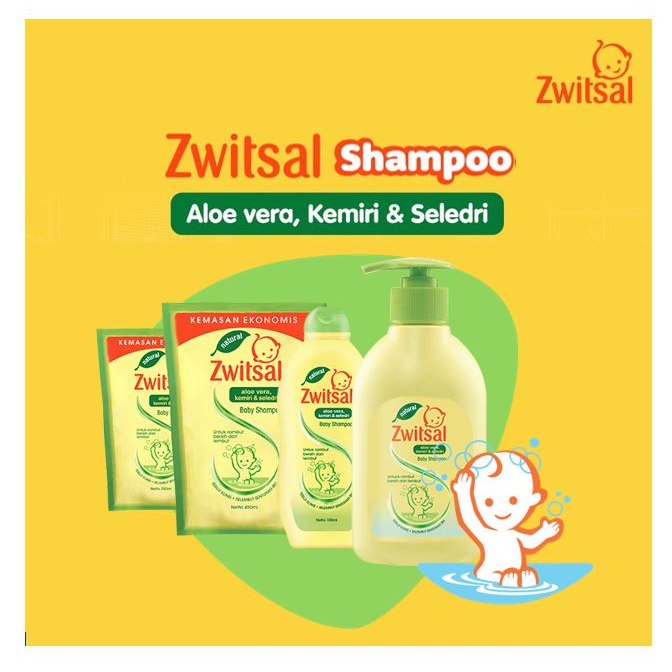 ZWITSAL Natural Baby Shampoo Aloe Vera, Kemiri and Seledri (Tersedia varian ukuran)