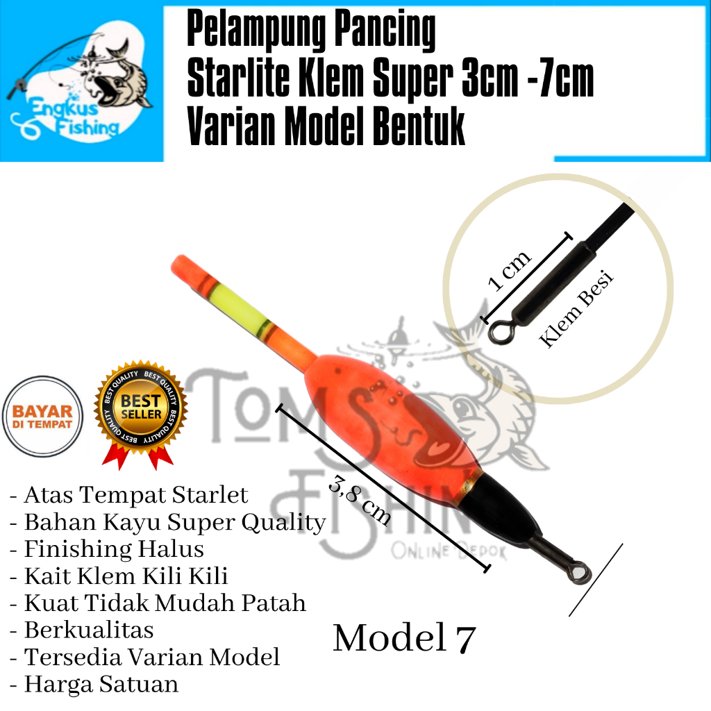 Pelampung Pumbul Pancing Starlite Kayu Super Klem (3cm-7cm) Berkualitas Murah - Engkus Fishing