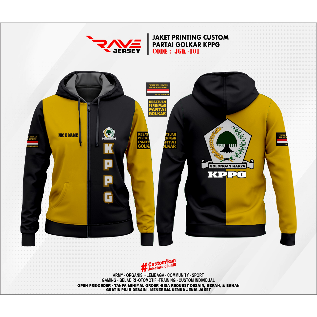 JAKET GOLKAR KPPG FULL PRINTING SUBLIMATION CUSTOM (DESAIN SUKA SUKA)