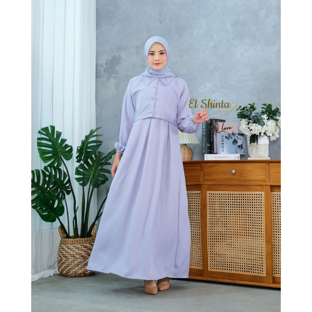 Elsinta Safira Dress Muslim Gamis Rompi Wanita Kekinian