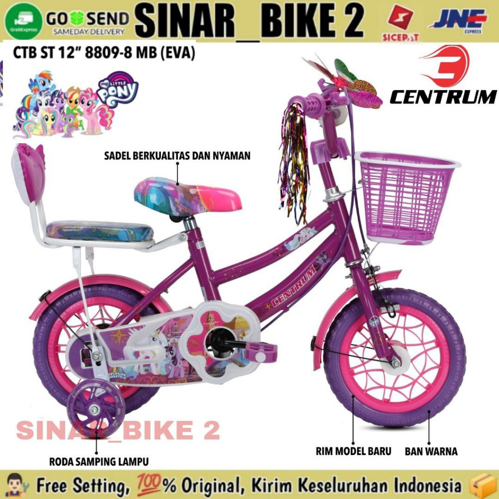 Sepeda Mini Anak Perempuan Ukuran 12 Inch CENTRUM ST 8809-8 MB Ban Eva