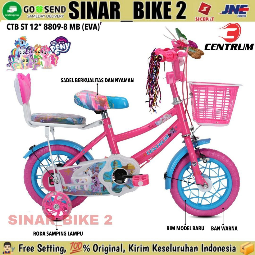 Sepeda Mini Anak Perempuan Ukuran 12 Inch CENTRUM ST 8809-8 MB Ban Eva