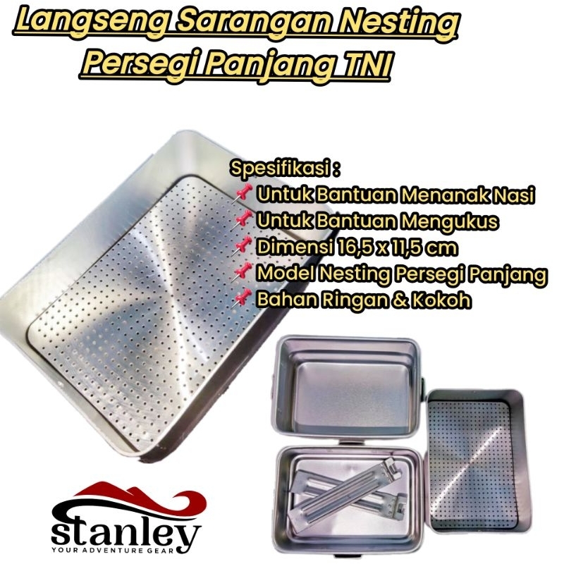 Langseng Langsang Sarangan Nesting Persegi Panjang TNI.  ada juga langseng Cooking set ds 200 , ds 3