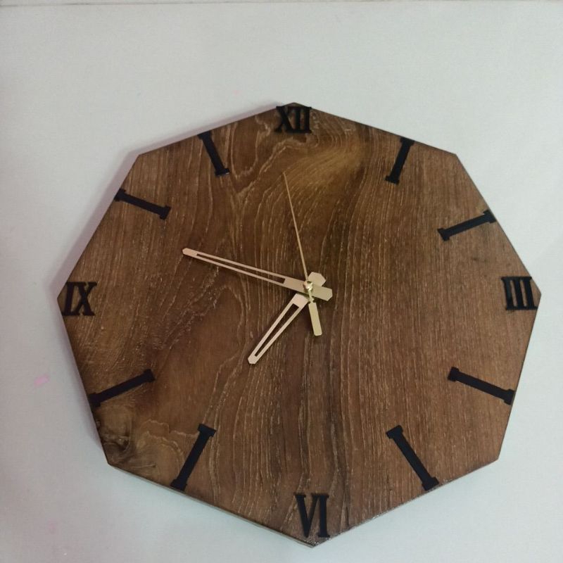 jam dinding kayu jati estetik ukuran besar