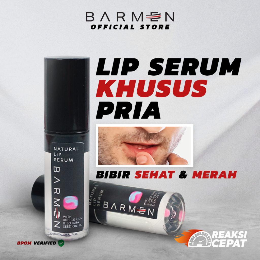 BARMEN Natural Lip Serum Lipcare Bibir Pria Vitamin, Pelembab, Perawatan Bibir Hitam ,Kering,Kusam dan Pecah-Pecah