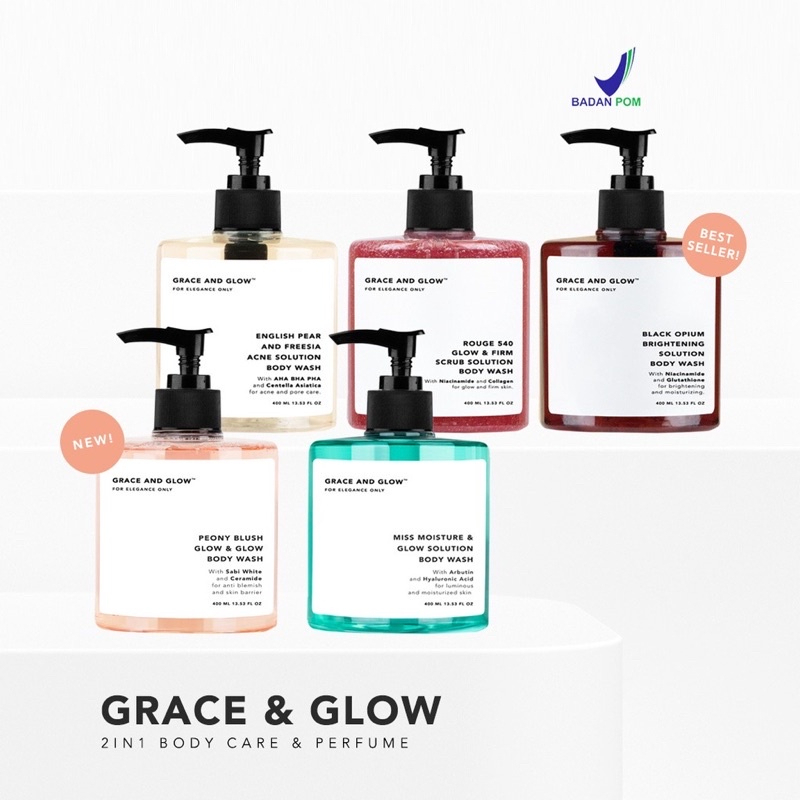 [ BPOM ] Grace and Glow Black Opium Brightening Body Wash | Body Scrub grace and glow