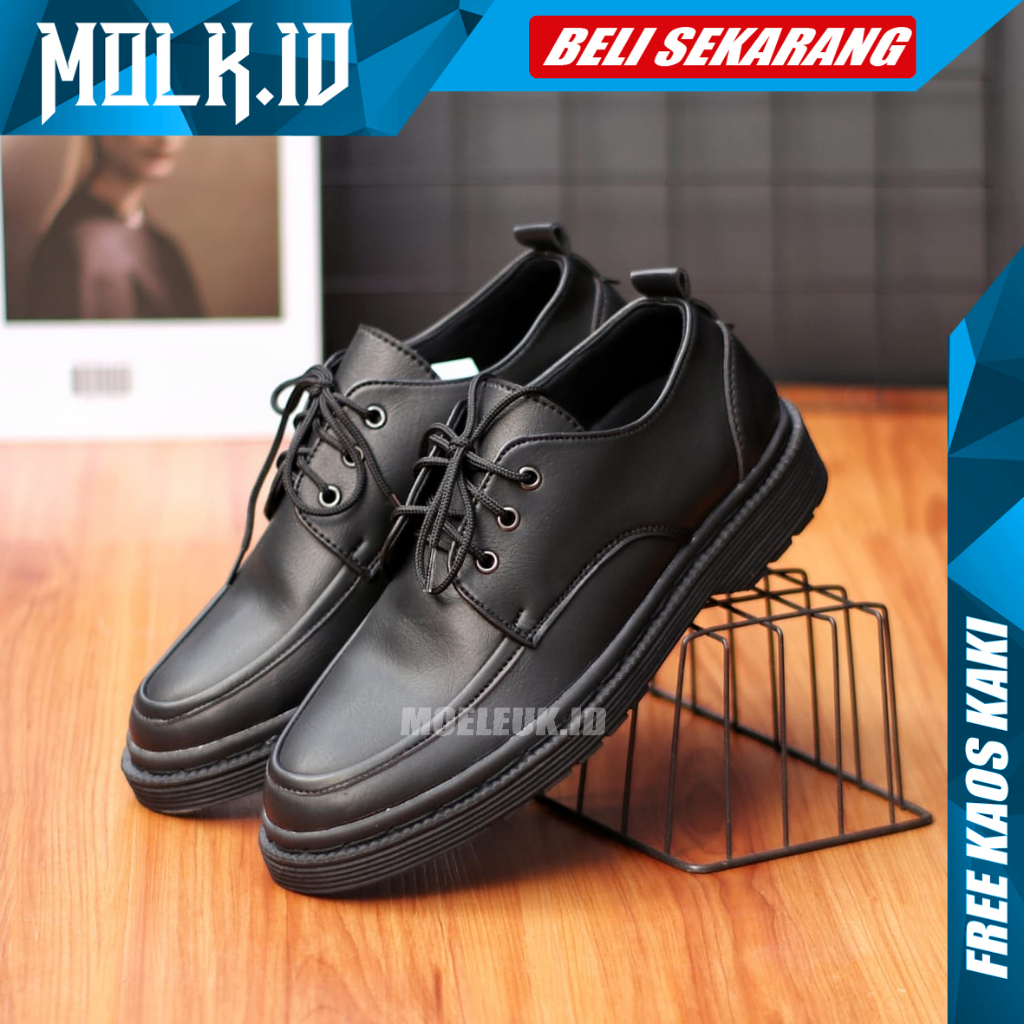 MOLK Sepatu Pantofel Pria Hitam Casual Formal Kerja Kuliah