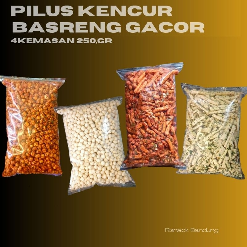 

Paket hemat basreng mix pilus kencur 1kg (250gr x 4)