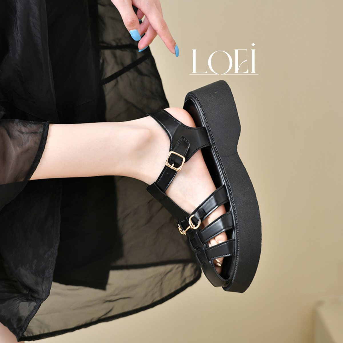 1632 Sepatu Wanita Kekinian Wedges Tali Import Murah