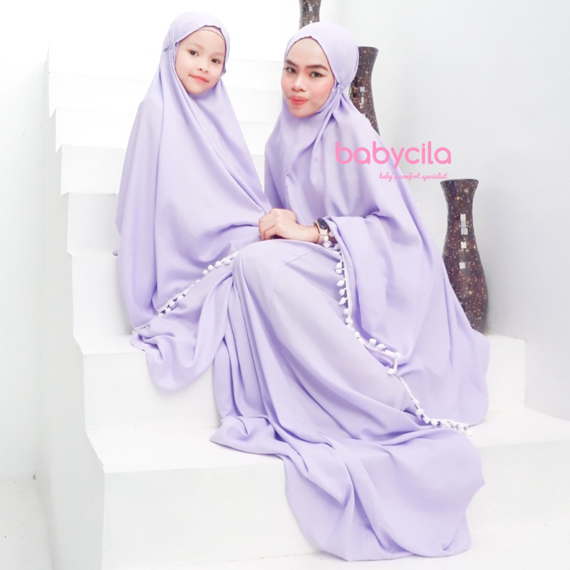 Babycila Mukena Pompom Couple Rayon Ibu dan Anak