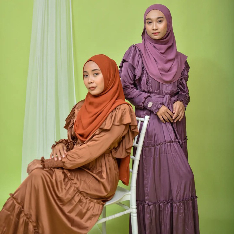 ITZY DRESS BY MADINA.GRIYAHIJAB / GAMIS DRESS PREMIUM SATIN ARMANY