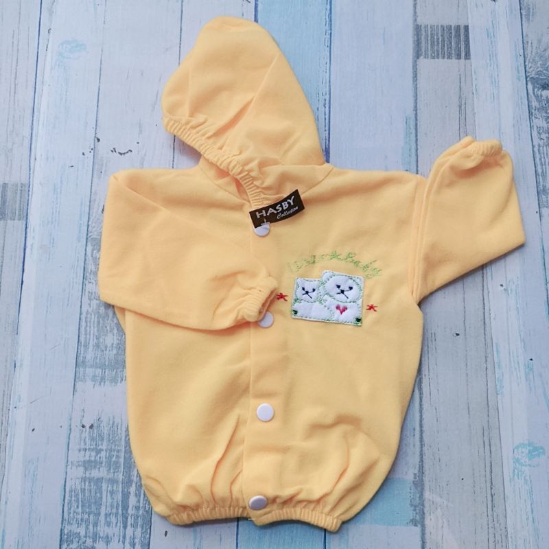 Jaket Bayi Bulu Halus Cewek Cowok Model Kancing 3-12 Bulan