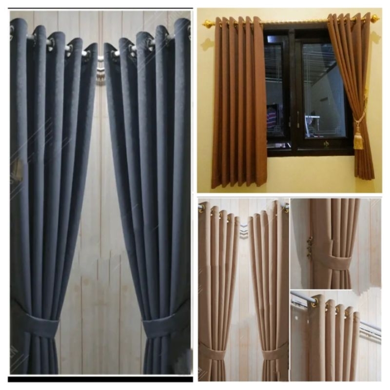 Gorden Abu Abu Polos Minimalis Gorden Jendela Minimalis Panjang 2 Meter Gorden Pintu Kamar Korden Te